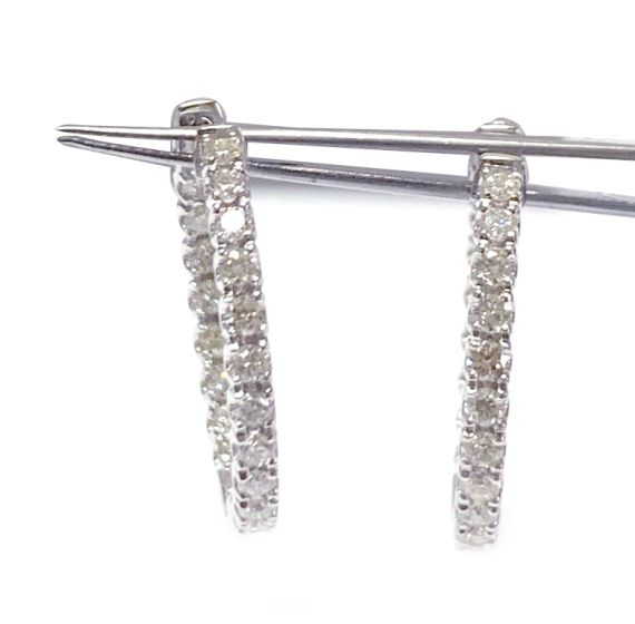 Earrings-Hoops, Diamond  14k WG (3.21 cts)