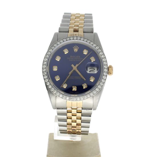 Rolex Datejust 36 Stainless-steel 16013 Blue Dial Men's 36-mm Automatic-self-wind Sapphire crystal. Swiss Made Wristwatch