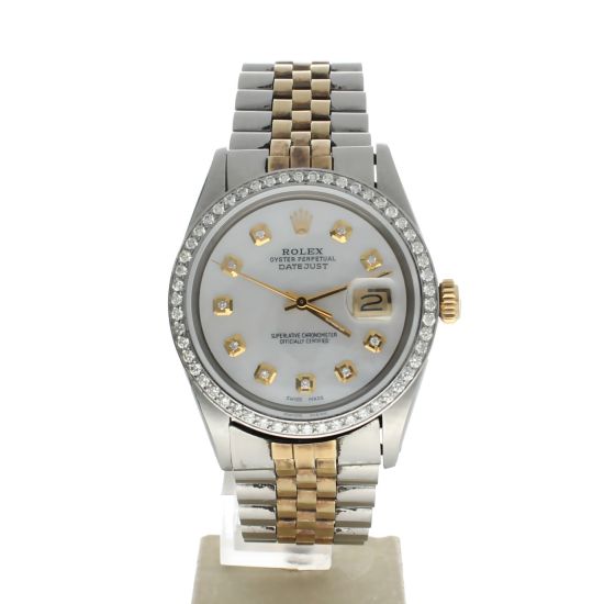 Rolex Datejust 36 Stainless-steel 1601 Mother-of-Pearl Dial Men's 36-mm Automatic-self-wind Sapphire crystal. Swiss Made Wristwatch