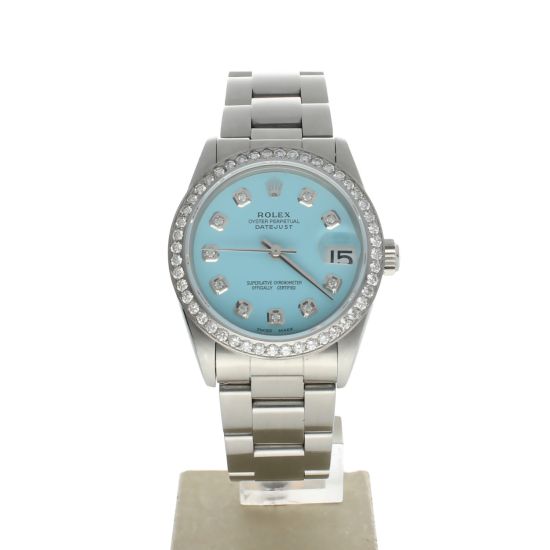 Rolex Date just 31 Stainless-steel 78240 Blue Dial Women's 31-mm Automatic-self-wind Sapphire crystal. Swiss Made Wristwatch