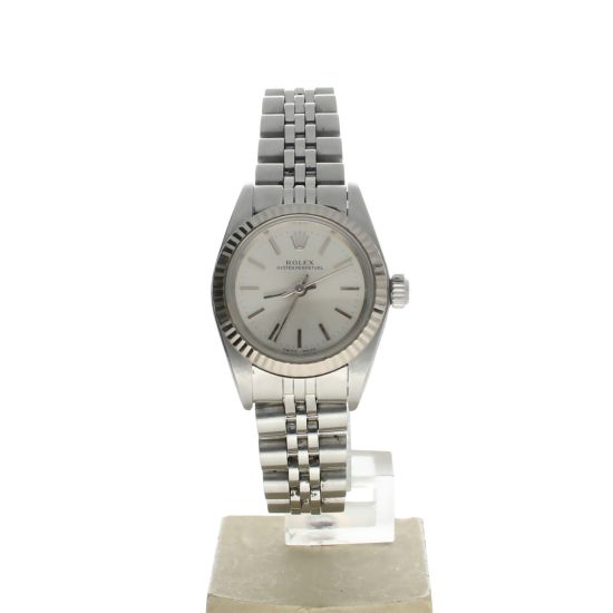 Rolex Oyster Perpetual 26 Stainless-steel 76094 Silver Dial Women 26-mm Automatic-self-wind Sapphire crystal. Swiss Made Wristwatch