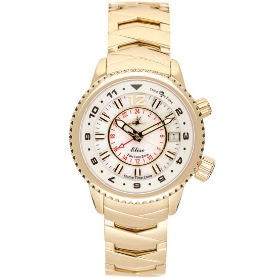 Abingdon Women's Elise Egyptian Gold Tri-Time Travel Watch EL-GOLD