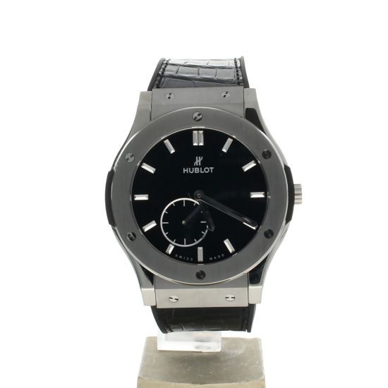 Hublot Classic Fusion Titanium 515.NX.1270.LR Black Dial Men's 45-mm Automatic self-wind Sapphire crystal. Swiss Made Wristwatch