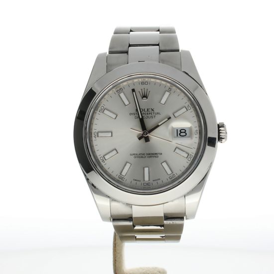 Rolex DateJust II Stainless-steel 116300 Silver Dial Mens 41-mm Automatic self-wind Sapphire crystal. Swiss Made Wrist Watch