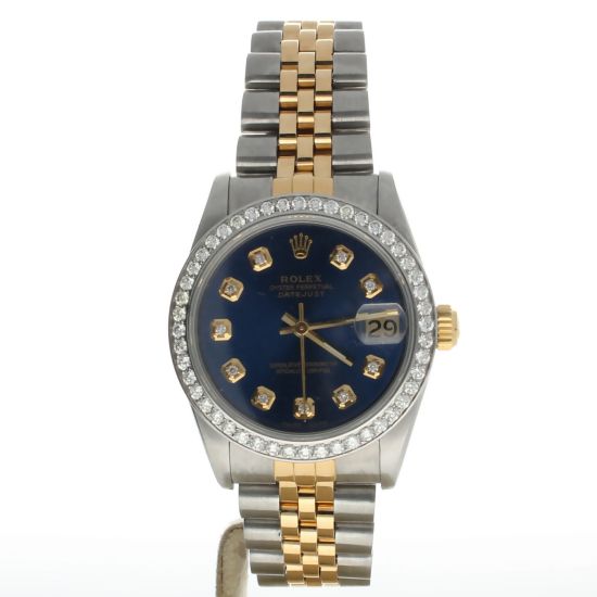1990 Rolex DateJust 31 Stainless-steel 68273 Blue Dial Womens 31-mm Automatic self-wind Sapphire crystal. Swiss Made Wrist Watch
