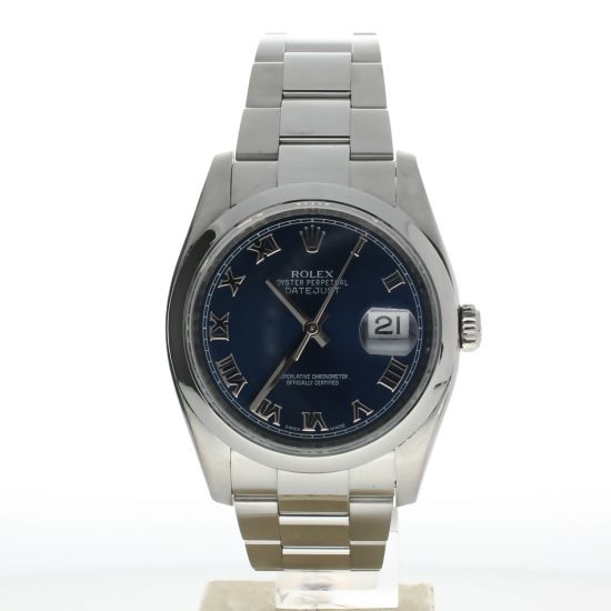 Rolex DateJust 36 Stainless-steel 116200 Blue Dial Mens 36-mm Automatic-self-wind Sapphire crystal. Swiss Made Wrist Watch