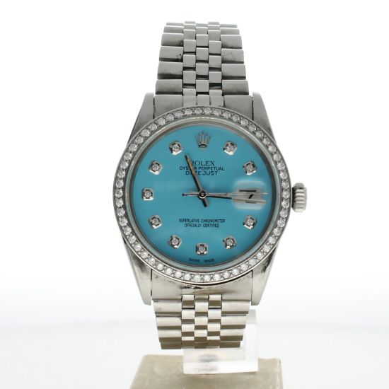 Rolex DateJust 36 Stainless-steel 16014 Blue Dial Mens 36-mm Automatic self-wind Sapphire crystal. Swiss Made Wrist Watch