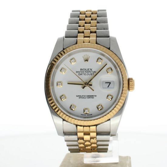 Rolex DateJust 36 Stainless-steel 116233 White Dial Mens 36-mm Automatic-self-wind Sapphire crystal. Swiss Made Wrist Watch