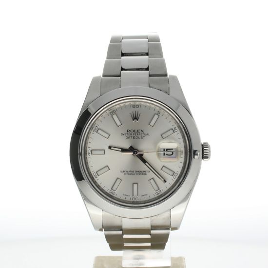 Rolex Date Just II Stainless-steel 116300 Silver Dial Men's 41-mm Automatic self-wind Sapphire crystal. Swiss Made Wristwatch