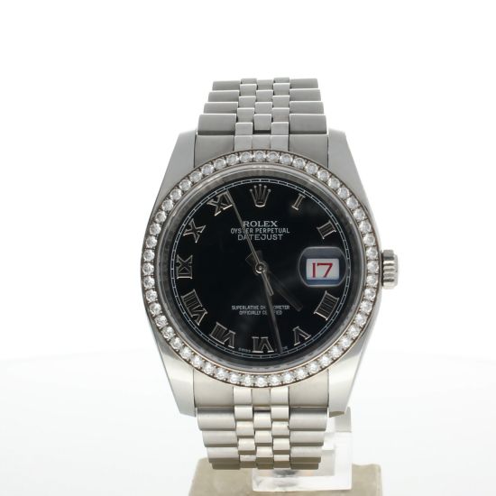 Rolex DateJust 36 Stainless-steel 116244 Black Dial Mens 36-mm Automatic self-wind Sapphire crystal. Swiss Made Wrist Watch