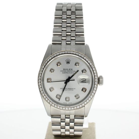 Rolex DateJust 36 Stainless-steel 16030 White Dial Mens 36-mm Automatic self-wind Sapphire crystal. Swiss Made Wrist Watch
