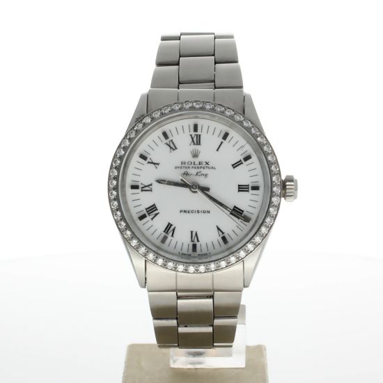 Rolex Air-King Stainless-steel 5500 White Dial Mens 34-mm Automatic self-wind Sapphire crystal. Swiss Made Wrist Watch