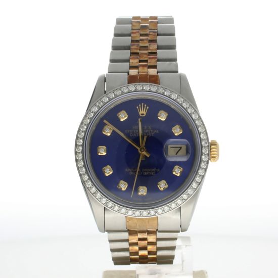 1979 Rolex DateJust 36 Stainless-steel 16013 Blue Dial Mens 36-mm Automatic self-wind Sapphire crystal. Swiss Made Wrist Watch
