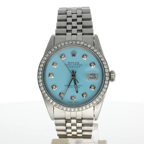 Rolex DateJust 36 Stainless-steel 16030 Blue Dial Mens 36-mm Automatic self-wind Sapphire crystal. Swiss Made Wrist Watch