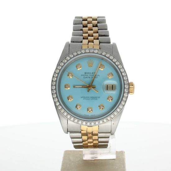 1969 Rolex DateJust 36 Stainless-steel 1601 Blue Dial Mens 36-mm Automatic self-wind Sapphire crystal. Swiss Made Wrist Watch
