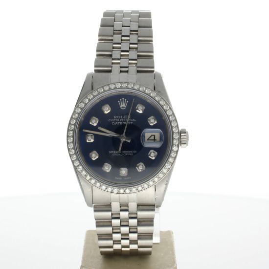 1978 Rolex DateJust 36 Stainless-steel 16014 Blue Dial Mens 36-mm Automatic self-wind Sapphire crystal. Swiss Made Wrist Watch