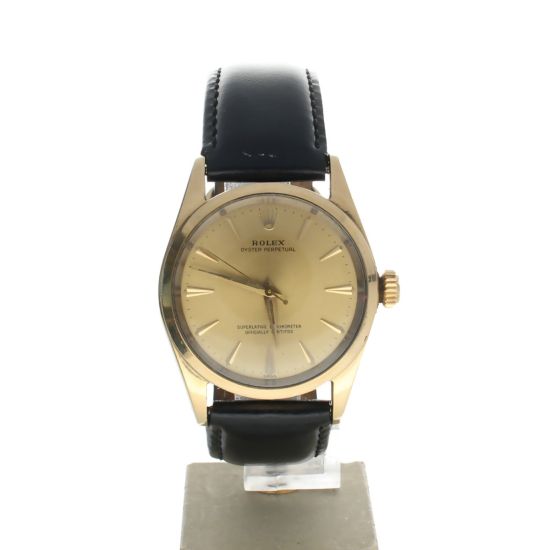 Rolex Oyster Perpetual 34 Yellow-gold 6634 Champagne Dial Women's 34-mm Automatic-self-wind Sapphire crystal. Swiss Made Wrist Watch