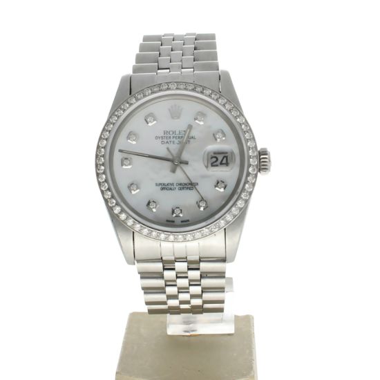 Rolex Datejust 36 Stainless-steel 16014 Mother-of-Pearl Dial Men's 36-mm Automatic-self-wind Sapphire crystal. Swiss-Made Wrist Watch