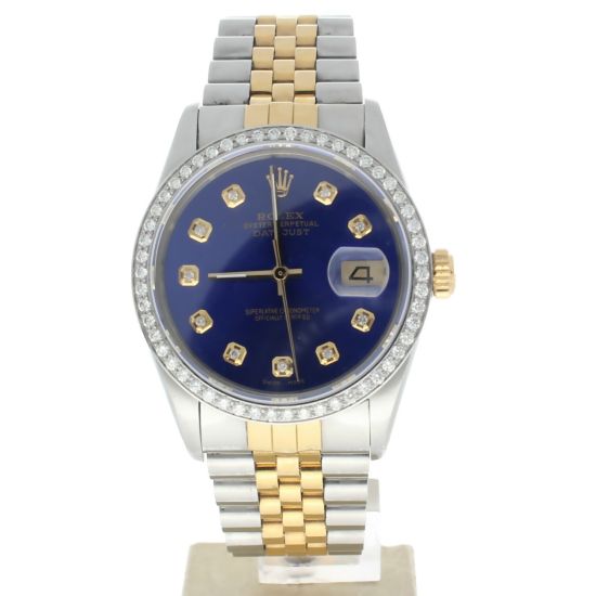 Rolex Date Just 36 Stainless-steel 16013 Blue Dial Men's 36-mm Automatic self-wind Sapphire crystal. Swiss Made Wristwatch