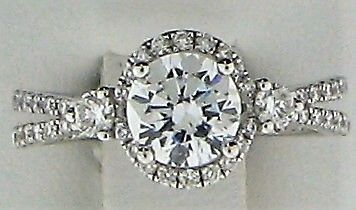 6.50ct mm & 0.42ct Round Diamond 18k WG Rings -187801
