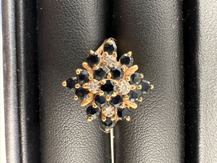 Diamond Cocktail Sapphire Ring in 14k Yellow Gold