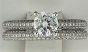 One CZ Round stone & 0.82cts Round Diamond 18k WG Rings