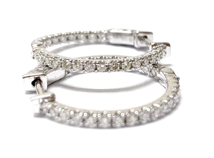 0.91 cts. Round Diamond Hoops in 14k WG/RG/YG