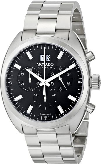Movado Men's 606476 Datron Quartz Chronograph Stainless-Steel Black Dial Watch
