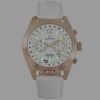 Abingdon Womens Katherine Rose Sun Chronograph ATIS Pilot Watch KA-RSUN with White Leather Strap