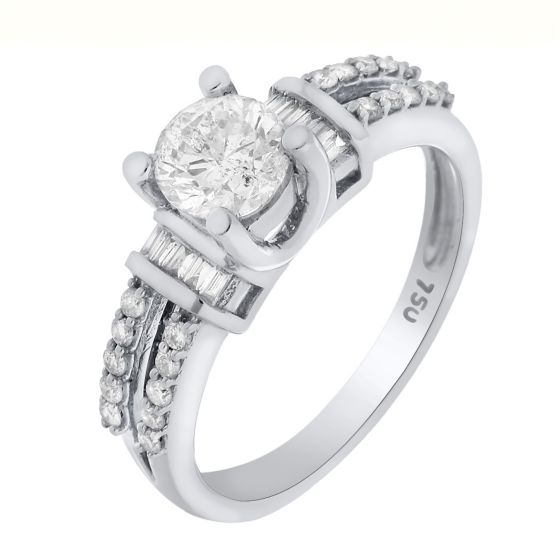 0.96 Ct. T.W. Diamond Ring In 18 Karat White Gold