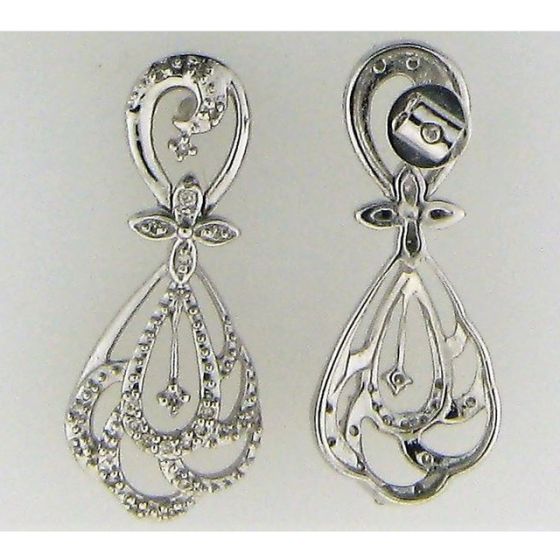 Cluster Earring 0.24ct Diamond & 0.24ct Round in 14k WG