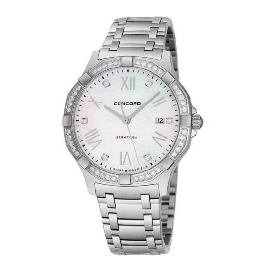Concord Saratoga Stainless-steel 0320182 Silver Dial Mens 40-mm Quartz Sapphire crystal. Swiss Made Wrist Watch
