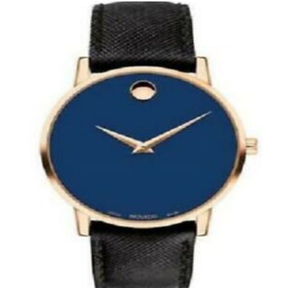 Movado Museum Classic Stainless-steel 0607316 Blue Dial Mens 40-mm Quartz Sapphire crystal. Swiss Made Wrist Watch