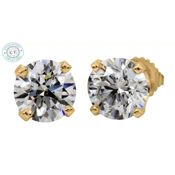 Round Diamond 0.80ct t.w.t. Stud in 14K Yellow Gold