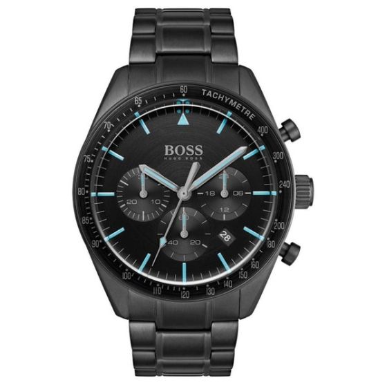 Hugo Boss Trophy Stainless-steel 1513675 Black Dial Mens 44-mm Quartz Mineral crystal.  Wrist Watch