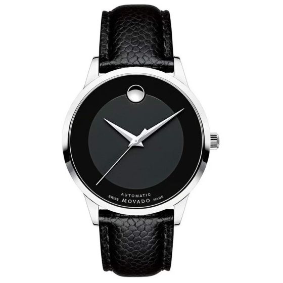 Movado Modern Classic Stainless-steel 607122 Black Dial Mens 40-mm Quartz Sapphire crystal. Swiss Made Wrist Watch