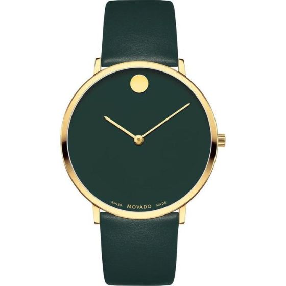 Movado Ultra slim Stainless-steel 0607260 Green Dial Womens 40-mm Quartz Sapphire crystal. Swiss Made Wrist Watch