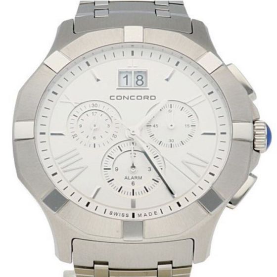 Concord Saratoga Stainless-steel 0320195 Silver Dial Mens 42-mm Quartz Sapphire crystal. Swiss Made Wrist Watch