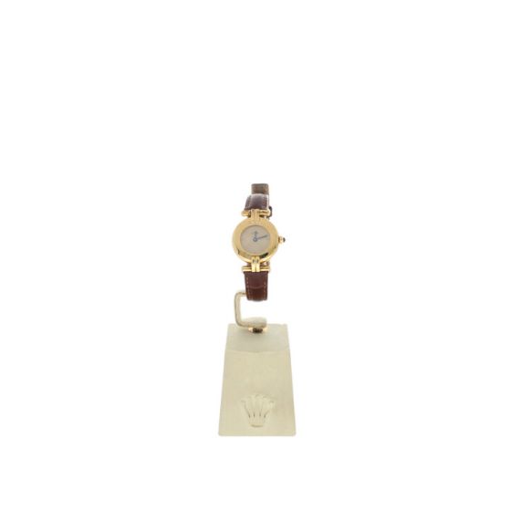 Cartier Vermeil Must 21 Gold tone 590002 Gold Dial Women's 24-mm Quartz Sapphire crystal. Swiss-Made Wrist Watch