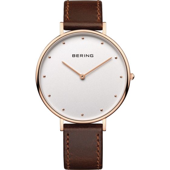 BERING Time | Women's Slim Watch 14839-564 | 39MM Case | Classic Collection | Calfskin Leather Strap | Scratch-Resistant Sapphire Crystal | Minimalistic - Designed in Denmark