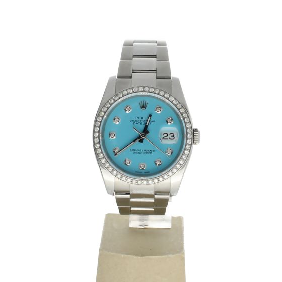 Rolex Datejust 36 Stainless-steel 116200 Silver Dial Men's 36-mm Automatic-self-wind Sapphire crystal. Swiss-Made Wrist Watch