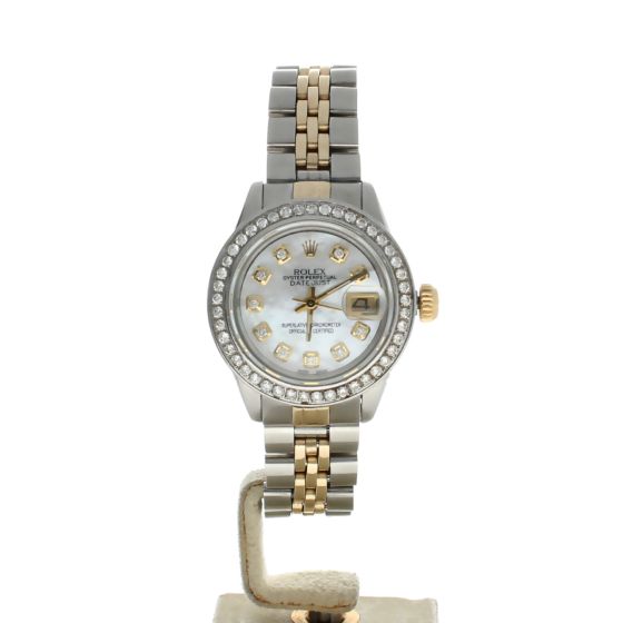 Rolex Date Just 26 Stainless-steel 69173 Mother-of-Pearl Dial Womens 26-mm Automatic self-wind Sapphire crystal. Swiss Made Wristwatch