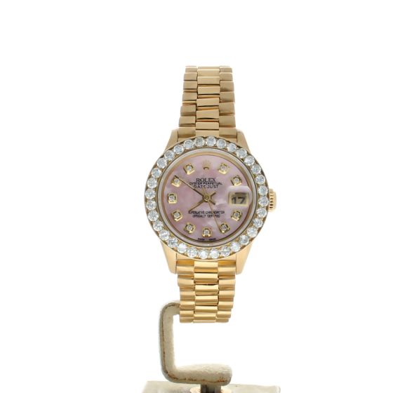 Rolex Date Just 26 Yellow-gold 69178 Mother-of-Pearl Dial Womens 26-mm Automatic self-wind Sapphire crystal. Swiss Made Wristwatch