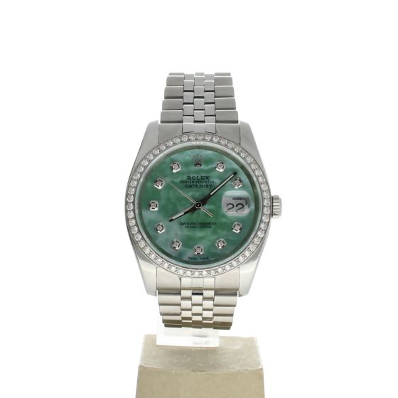 Rolex Date Just 36 Stainless-steel 116234 Mother-of-Pearl Dial Men's 36-mm Automatic self-wind Sapphire crystal. Swiss Made Wristwatch