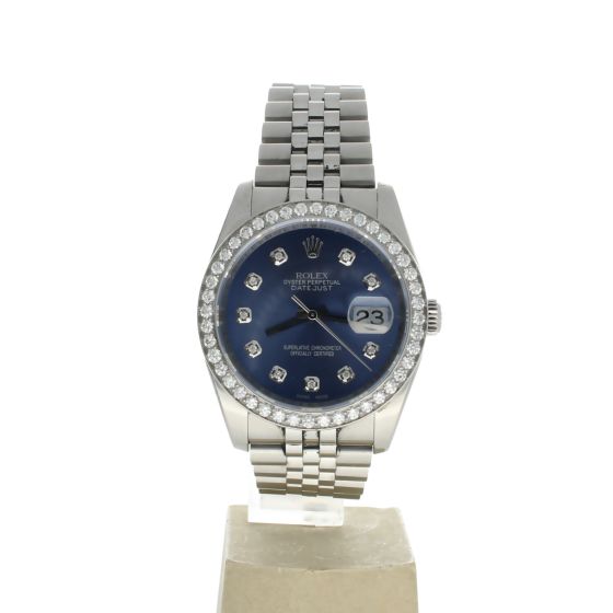 Rolex Date Just 36 Stainless-steel 116200 Blue Dial Men's 36-mm Automatic self-wind Sapphire crystal. Swiss Made Wristwatch