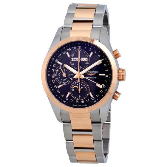Longines Conquest Classic Automatic Moon phase Steel & 18k Rose Gold Men's Watch L2.798.5.52.7