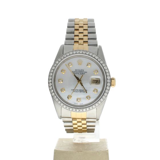 Rolex DateJust 36 Stainless-steel 16013 Mother-of-Pearl Dial Men's 36-mm Automatic self-wind Sapphire crystal. Swiss Made Wristwatch
