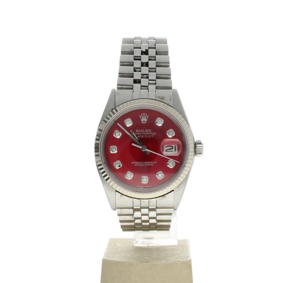 Rolex DateJust 36 Stainless-steel 1601 Red Dial Men's 36-mm Automatic self-wind Sapphire crystal. Swiss Made Wristwatch