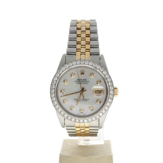 Rolex DateJust 36 Stainless-steel MOP Dial Men's 36-mm Automatic Sapphire crystal. Swiss Made Wristwatch-16013