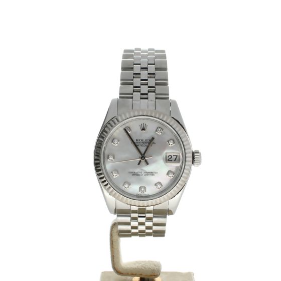 Rolex Date Just 31 Stainless-steel 178274 Mother-of-Pearl Dial Womens 31-mm Automatic self-wind Sapphire crystal. Swiss Made Wristwatch